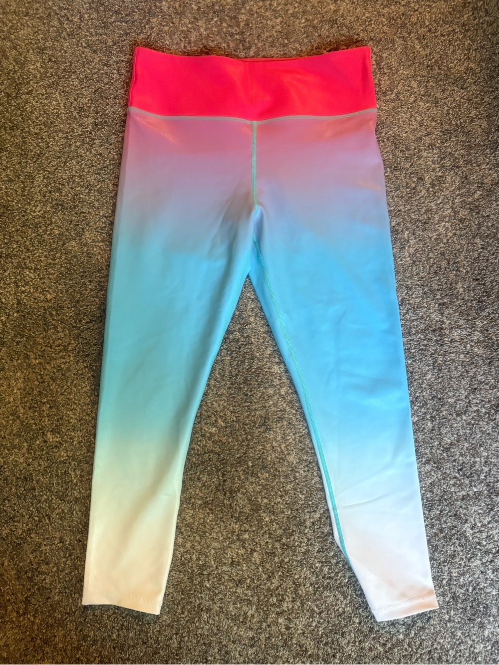 ZYIA Women’s Light N Tight Ombre Leggings with Bright Pink Waistband